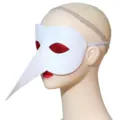 Halloween plague doctor mask white long beak masquerade costume party role play prop detail view - White-B