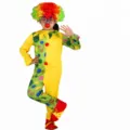 Kinder Clown Kostüm Set mit bunter Perücke und gepunktetem Jumpsuit für Auftritte. - ZA-020