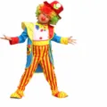 Kids clown costume set featuring colorful jacket jumpsuit bowtie and cute hat for performances. - M / ZA-008