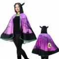 Capa de fiesta de Halloween impresa en 3D con cuernos de diablo, disfraz de bruja morada adulto. - ZP-135-007 - Grande