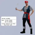 Halloween costume de pirate pour homme adulte chemise rayée gilet foulard fête cosplay tenue - S / Style Pirate M-0003(M-0003)