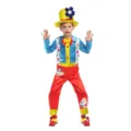 Kids clown costume for Halloween party, colorful circus outfit with hat and pants for boys. - M / B-0145