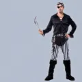 Men Halloween Pirate Costume Adult Cosplay Outfit with Headscarf Pants and Accessories - Pirate Style M-0054(M-0054)