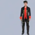 Men's Black Pirate Costume Halloween Cosplay Outfit with Hat Jacket and Boots S-M - Pirate Style M-0124(M-0124)