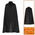 Halloween black cloak cape costume for adult and kids death devil vampire cosplay party outfit. - Single-Layer Cape - Black