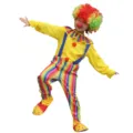 Kids clown costume set with rainbow striped pants, colorful wig and funny nose for Halloween. - ZA-009