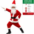 Disfraz de Papá Noel para Hombre de Terciopelo 6 Piezas Ropa de Fiesta de Navidad - Juego de 6 piezas