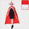 Halloween ensemble 2 pièces cape rouge et chapeau de sorcière, costume motif étoile magique. - Ensemble / 1.2m / Rouge