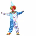 Buntes Kinder Clown Kostüm Set mit Jumpsuit und Hut für Halloween und Party Aufführung. - ZA-012