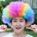 Colorful clown afro wig for party variant A, 130g lightweight costume hair accessory. - One Size / Style A