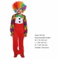 Kinder Clown Kostüm Set für Fasching Party Auftritt, bunter Jumpsuit und lustiges Outfit. - B-0152