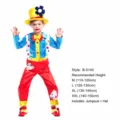 Kinder Clown Kostüm Set mit Jumpsuit und Hut für Karneval Party Show Performance - B-0145