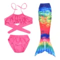 Kids mermaid swimsuit bikini set with colorful tail for swimming pool beach party vacationwear - Size 110 / Set / Pink Gradient (MRY-010-A)