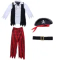 Ensemble de costume de pirate pour enfants pour fête d'Halloween, chemise, pantalon, chapeau. - M (Conseillé 110-120)
