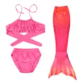 Kids mermaid swimsuit girl mermaid tail bikini set pink swimwear for swimming pool beach - Size 110 / Set / Bright Pink (MRY-010-B)