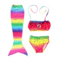 Kids mermaid swimsuit three piece set with bikini top and tail for beach vacation. - Size 110 / Set / MRY-005-H