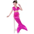 Set costume da bagno sirena rosa glitterato per bambine, grazioso stile due pezzi per l'estate. - 110cm / Rosa (Gonna + Mutandine + Top a Tubo)