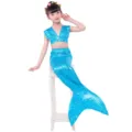 Bambina blu paillettes sirena costume da bagno due pezzi, grazioso abito cosplay bambina. - 110cm / Blu (Gonna + Mutandine + Top a Tubo)