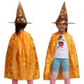 Bambini Halloween Strega Mantello Costume Set con Stampa Zucca e Cappello a Punta Festa - Arancione
