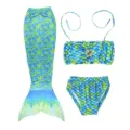 Kids Mermaid Swimsuit Bikini Set Blue Green Fish Scale Swimwear for Girls Pool - Size 110 / Set / MRY-005-B