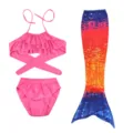 Children mermaid swimsuit set with pink bikini top, bottoms and gradient fish tail for girls. - Colorful Gradient (MRY-010-I)