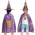 Bambini Halloween Streghe Mantello e Cappello Set, Viola Oro Stella Zucca Costume - Viola