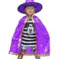 Enfants Halloween violet étoile magicien cape et chapeau de sorcière pour la fête. - Violet