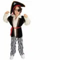 Kids pirate costume set with top pants belt eyepatch and hat for Halloween cosplay. - M / Set / Without Eyepatch