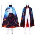 Kids Halloween werewolf pumpkin bat print cloak cape with stand collar for party dress up. - Night Werewolf Cloak - Small