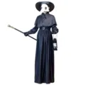 Halloween plague doctor costume with bird beak mask, black cloak and vintage props for cosplay. - S (Recommended for 165-175) / Plague Doctor 02 with Oil Lamp