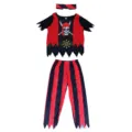 Ensemble de costume de pirate d'Halloween pour enfants avec haut et pantalon. - M (Conseillé 110-120) / Ensemble / Noir Rouge