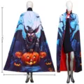 Halloween Printed Cloak Bat Pumpkin Costume Cape with Red Lining 140cm Holiday Party - Pumpkin Bat Cloak - Large