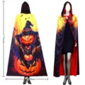 Cape a capuche Halloween citrouille sorciere imprimee pour costume de fete spectacle - Taille unique / Cape citrouille maléfique - Grand