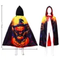Enfants Halloween cape à capuche citrouille sorcière imprimé costume fête 115cm - Taille unique / Cape citrouille maléfique - Petite