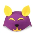 Bonito sombrero de fieltro animal morado para niños con orejas amarillas para actuaciones. - Zorro Púrpura