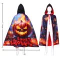 Cape à capuche d'Halloween avec imprimé citrouille, costume effrayant pour fête et cosplay. - Taille unique / Cape citrouille enflammée - Petite
