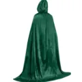 Green velvet hooded cape cloak for Halloween party, costume dress up, adult and kids wear. - Green