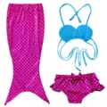 Mermaid swimsuit detail, pink scale tail, blue seashell top, kids beachwear swimwear. - Tag 120 / Set / MRY-101-B