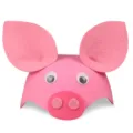 Lindo sombrero de fieltro de animal de dibujos animados de cerdo para niños para fiesta. - Cerdo rosa - A