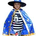 Enfants Halloween Bleu Étoile Cape Sorcier Costume avec Mickey Souris Chemise Variante - Bleu