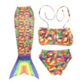 Colorful children mermaid swimsuit set with tail, bikini top and bottom for girls swim. - MRY-005-I