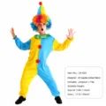 Buntes Kinder Clown Kostüm Jumpsuit mit Regenbogen Perücke für Karneval Party und Bühnenshow. - ZA-023