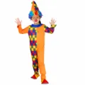 Kinder Clown Kostüm Set bunter Jumpsuit und Hut für Auftritt Party Feiertag Verkleidung - ZA-022B