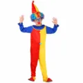 Kinder Clown Kostüm Set mit Jumpsuit und Hut, bunte Partykleidung für Jungen und Mädchen. - ZA-021