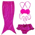 Kids mermaid swimsuit set featuring holographic tail, shell bikini top, and cute briefs. - Tag 120 / Set / MRY-001-B