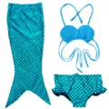 Kids sparkly mermaid swimsuit set with shell bikini top and fish scale tail for girls. - Size 110 / Set / MRY-101-A