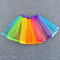 Colorful kids tutu skirt for dancing performance, multi-layer mesh puffy skirt for girls. - One Size / Multicolor