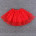Red tutu skirt for kids dance performance, cute layered frilly mesh skirt variant. - One Size / Red