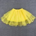 Kids yellow tutu mesh skirt children performance ruffle layered dance short skirt cute party wear - One Size / Yellow