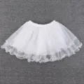 White kids tutu skirt ruffled mesh dance skirt for toddler girls stage performance. - One Size / White